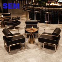 Canapé de restaurant SEM, banquette d'hôtel, espace de réception, style industriel, table et chaises en acier inoxydable pour café