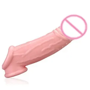 Silikon-Hochschuhe Verlängerung Penis-Erweiterungs-Verlängerung wiederverwendbares Kondom realistische Dildo-Penispumpe Sexspielzeug für Erwachsene und Männer