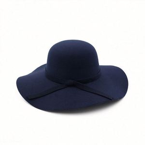 Sombreros Fedora de Fieltro de Ala Ancha de Color Sólido Baratos para Mujer, Invierno - Product Image 3