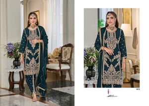 Chinon lourd avec broderie travail Salwar Kameez costume pour mariage et fête porter de l'Inde exportation - Product Image 5