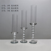 Élégant Porte-Bougie en Cristal Transparent avec Abat-Jour en Verre pour Table de Mariage, Fête d'Anniversaire, Décoration de la Maison