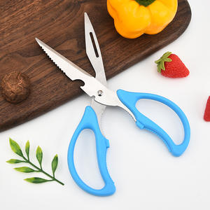 กรรไกรครัวสแตนเลสแบบหนา สีฟ้า สีเขียว สีแดงกุหลาบ สำหรับตัดอาหารและเปิดฝาขวด - Product Image 2