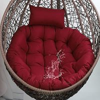 Coussin de chaise œuf d'extérieur avec housse amovible, rouge bordeaux, coussin rond de remplacement pour chaise longue œuf