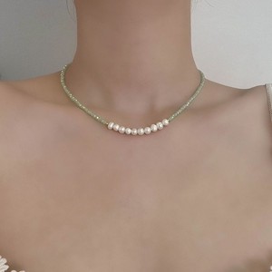 Collier ras du cou élégant en perles de cristal style frais, chaîne de clavicule délicate en perles d'eau douce, bijoux élégants pour femme au quotidien - Product Image 1
