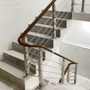 China Supplier Low Price Sale Ss304 316 8mm Solid Rod Bar Prefab Metal Stair Railing With Square Posts