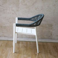 Chaise de patio empilable pour café, restaurant, hôtel, terrasse, jardin, fauteuil avec dossier en corde tressée, utilisation intérieure et extérieure