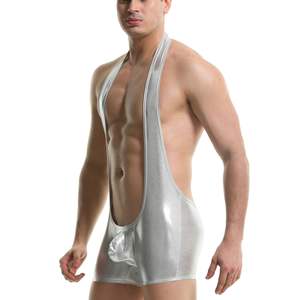 <span class=keywords><strong>Lingerie</strong></span> Érotique en Cuir de Type Singlet de Lutte Sexy Grande Taille <span class=keywords><strong>Homme</strong></span> Body Combiné Catsuit Sous-Vêtements en Latex pour Hommes M L - Product Image 2