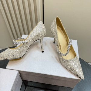 Zapatos de Tacón Alto Jimmy de Alta Calidad, Fáciles de Limpiar y Mantener, con Parte Superior Brillante de Diamantes, Aptos para Diversas Ocasiones - Product Image 3