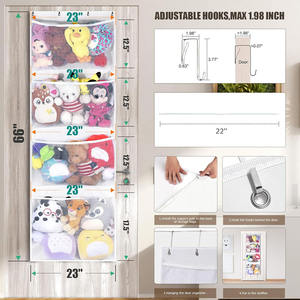 Portaoggetti sopra porta portaoggetti amaca a rete con animali da appendere camera da letto stanza dei bambini porta grandi tasche - Product Image 3