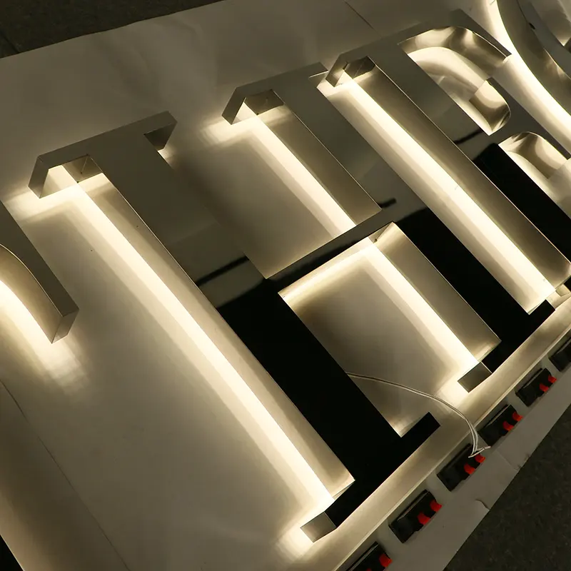 EZD metal arkadan aydınlatmalı işareti özel ticari iç ofis işaretleri 3D tabela ışıklı harfler Led Logo işletme levhaları açık