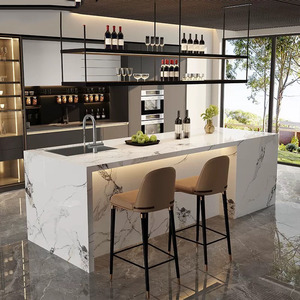 Muebles de Cocina Modernos de Lujo en Color Negro, Gabinetes de Cocina en Paquete Plano de Madera Contrachapada 2pac para <span class=keywords><strong>Restaurante</strong></span> - Product Image 1