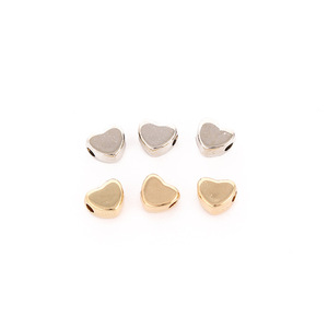 Cuentas de Corazón CCB, Cuentas Espaciadoras Metálicas para Hacer Joyería con Orificio Horizontal para Collar y Pulsera, Color Oro y Plata - Product Image 5