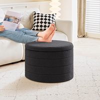 PINPLUS Grand pouf de rangement en tissu bouclé rembourré, table basse convertible, repose-pieds pliant, tabouret de salon