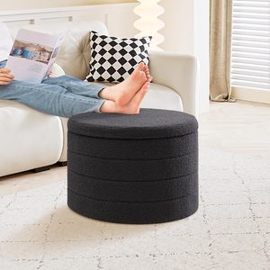 PINPLUS Large Ottoman Storage Boucle Fabric Upholstered Padded Convertible Coffee Table Folding Footstool Home Stool Living Room - Product Image 4