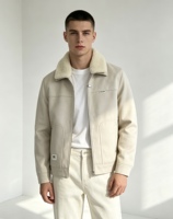 Chaqueta de Invierno para Hombre, con Cuello Sherpa, Tela Gruesa Cepillada, Cierre de Cremallera, Estilo Casual, Talla Grande, Venta al Por Mayor OEM