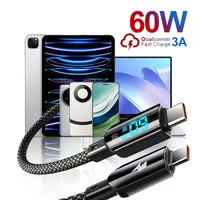 PD 60W Type-C 3A Câble de charge rapide PVC USB 3.0 pour appareil photo Téléphones mobiles Tablettes