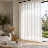 Voilages en Faux Lin, Rideaux Semi-Occultants pour Chambre, Balcon, Salon, Style Bois Japonais