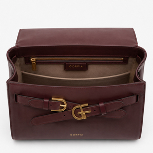 Women Structured Top Handle Bag PU Leather Flap Handbag Elegant Shoulder Crossbody Purse With Belt Buckle Detail Daily Work Bag - Product Image 4