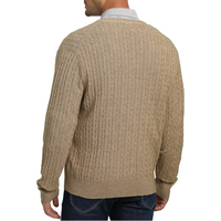 Pull tricoté pour homme personnalisé OEM, col en V, manches longues, coupe oversize, couleur unie, anti-rétrécissement, respirant, style décontracté et tendance, ouverture frontale à ressort