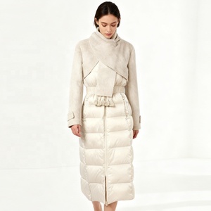 Garçon femmes hiver nouvelle mode asymétrique couleur bloquée écharpe col mi-long taille attachée <span class=keywords><strong>longue</strong></span> blanc canard <span class=keywords><strong>doudoune</strong></span> - Product Image 2
