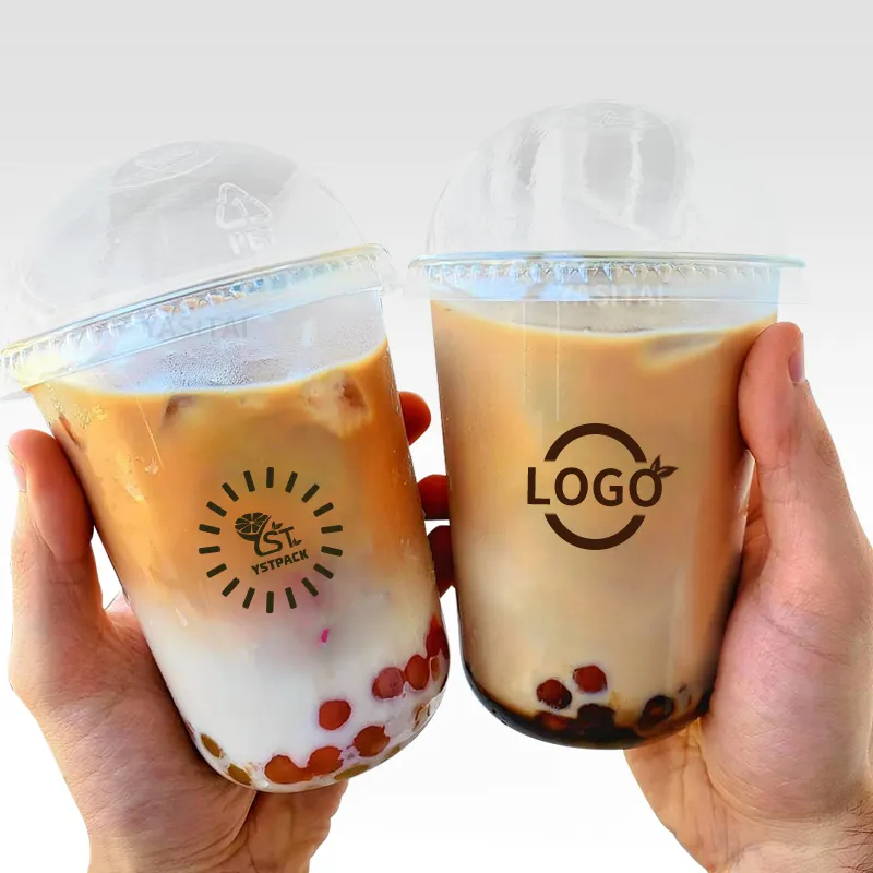 Cold drinking Plastic Coffee Juice cup with dome/flat lid high quality wholesale cup with factory price