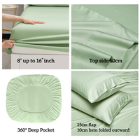 Ensemble de draps en bambou 100% vert forêt personnalisé, 300TC, teinture unie, 4 pièces, doux et soyeux, hypoallergénique, pour peaux sensibles