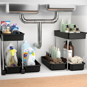2 Tier Slide Out Sink Shelf Cabinet Storage Shelves for Kitchen Bathroom <b>Under</b> Sink Organizer, Pull Out Cabinet Organizer - Product Image 2