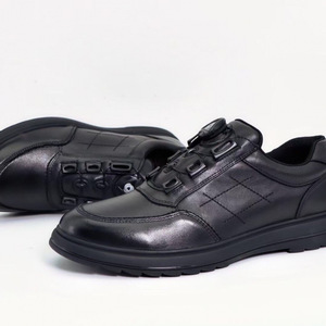 Chaussures décontractées en cuir à boucle automatique pour hommes, chaussures de sport respirantes en cuir de vache noir, à enfiler, pour jeunes, tenue formelle - Product Image 2
