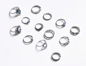 Jachon Mode Set Vrouwen Vintage Ringen Set Boho Stapelen Ringen Crystal Finger Knuckle Midi Ringen Gift