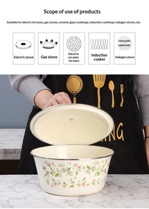 Fabrieksgroothandel geëmailleerde kom met deksel, voedselveilige soepkan, ijzeren kom, saladekom, soepkom, 16-26CM - Product Image 5