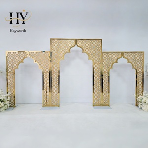 3 Buah Lengkungan Mewah <span class=keywords><strong>Vintage</strong></span>/Elegan dengan Finishing Metalik Tinggi 2m Desain Saling Terkait untuk Dekorasi Acara Pesta Pernikahan - Product Image 4