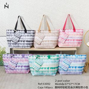 Bolsa de Playa con Estampado Digital de Flores Arcoíris, 57x37x17cm, con Correa Pequeña - Product Image 2