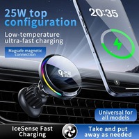 Chargeur de téléphone sans fil rapide pour voiture A100 Qi2 25W avec refroidissement par air pour les aérations, support de charge magnétique N52