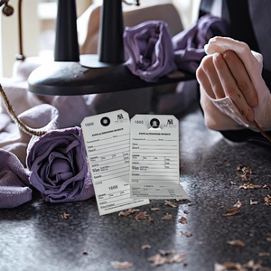 Etiquetas de reparación numeradas con cuerda y trozo, etiqueta de ropa de papel personalizada de 9*19 cm con números de serie diferentes, parte inferior extraíble - Product Image 1