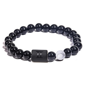 Bracelet perlé de créateur neuf en gros, motif 12 signes du zodiaque pour homme, avec pierre œil de tigre, agate et motif papillon plaqué or, cadeau bouddhiste - Product Image 4