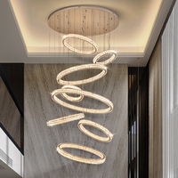 Lampe à suspension ronde à haut plafond, design moderne et simple, salon, hall d'hôtel, escalier, lumière suspendue à LED