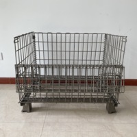 Cage de rangement pliable en acier grillagé avec protection contre la corrosion et roues métalliques pour l'organisation et une utilisation à long terme