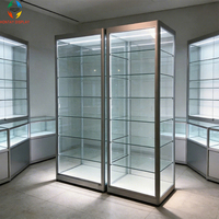 Vitrine d'exposition en aluminium robuste sur mesure avec éclairage LED, étagères réglables, écologique, pour magasin de détail et salle d'exposition