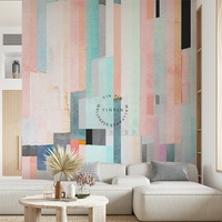 Papier peint mural auto-adhésif imperméable pour la décoration murale de la maison, motif abstrait vertical en blocs de pastel aquarelle