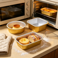 Barquette alimentaire jetable ronde dorée en aluminium et plastique PP, de qualité alimentaire, résistante au four, pour boulangerie