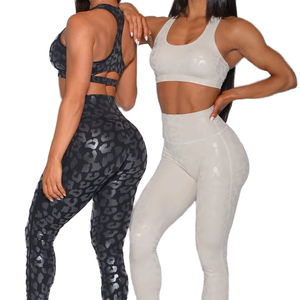 <span class=keywords><strong>Leggings</strong></span> <span class=keywords><strong>neri</strong></span> <span class=keywords><strong>lucidi</strong></span> stampati alla moda a vita alta personalizzati da donna con tasche e set Activewear dei produttori - Product Image 2