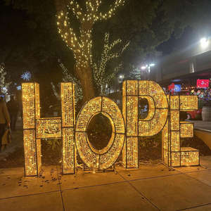 Adorno luminoso navideño con marco metálico LED 2D comercial para exteriores, decoración con forma de letras para calles, centros comerciales y paisajes festivos. - Product Image 1