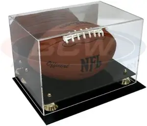 Yageli UV Resistant Clear Acrylic Full Size Football Sports Collections Display Case with Mirror back