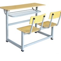 Ensemble de chaises de bureau métalliques durables pour enseignants, avec repose-pieds et double siège, idéal pour les écoles, les établissements de formation et les cours de tutorat.