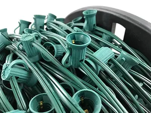 1000FT 18 Inch Spacing C9 Socket Wire E17 Base Christmas Light Garden Patio Light Stringer