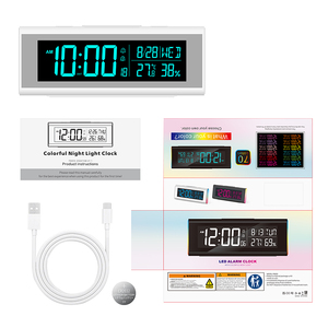 Đầy màu sắc ánh sáng ban đêm LED kỹ thuật số bảng đồng hồ báo thức ngày tuần nhiệt độ và độ ẩm hiển thị Máy tính để bàn đồng hồ cho nhà - Product Image 4