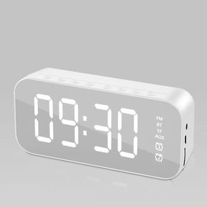 Mirror Surface Alarm <b>Clock</b> BT Speaker Large LED Digital Display Dual Alarm FM TF AUX Multi Play Desktop Mini Subwoofer - Product Image 4