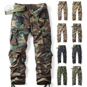 Оптовые камуфляжные рабочие брюки для мужчин: повседневные брюки для активного отдыха, походов и путешествий, однотонные, со средней посадкой, из антипиллингового хлопка - Product Image 1