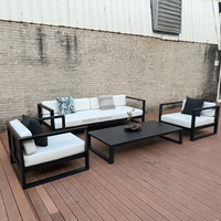 Canapé de jardin en aluminium Hangkai au design simple avec coussins pour mobilier d'extérieur de villa
