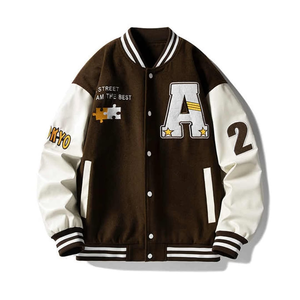 YAJIANUO Factory <span class=keywords><strong>Outlet</strong></span> Chaqueta informal universitaria para <span class=keywords><strong>hombre</strong></span> Bomber <span class=keywords><strong>de</strong></span> béisbol <span class=keywords><strong>de</strong></span> escuela secundaria Faux con logotipo frontal <span class=keywords><strong>Ropa</strong></span> larga Pequeño MOQ - Product Image 1